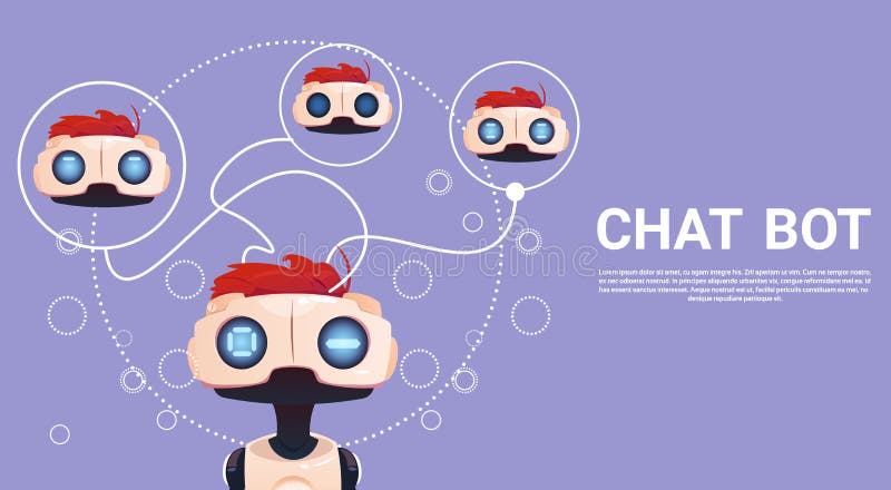 Geben Sie Chat Bot, Roboter-virtuelles Unterstützungs-Element von Website oder bewegliche Anwendungen, künstliche Intelligenz-Kon lizenzfreie abbildung