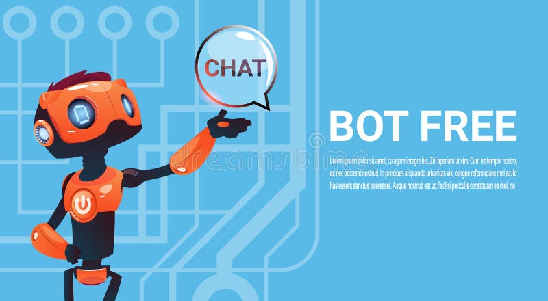 Geben Sie Chat Bot, Roboter-virtuelles Unterstützungs-Element von Website oder bewegliche Anwendungen, künstliche Intelligenz-Kon lizenzfreie abbildung