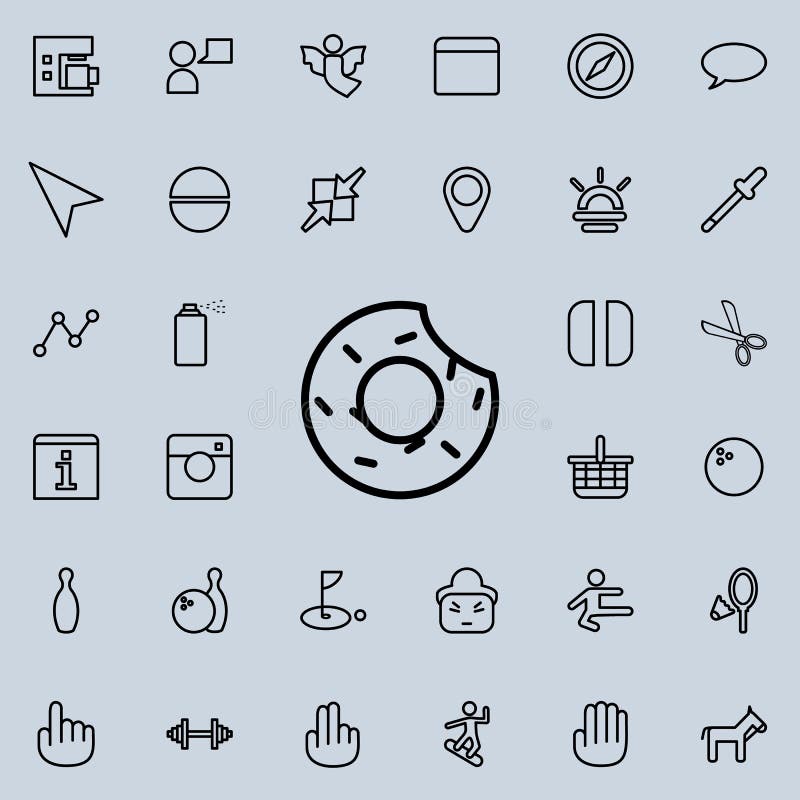 gebeten doughnutpictogram Gedetailleerde reeks minimalistic lijnpictogrammen Premie grafisch ontwerp Één van de inzamelingspictog royalty-vrije illustratie gebeten doughnutpictogram Gedetailleerde reeks minimalistic lijnpictogrammen Premie grafisch ontwerp Één van de inzamelingspictog royalty-vrije illustratie