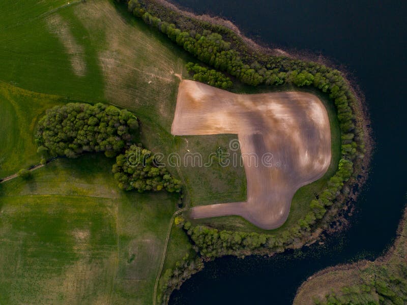 Gebieden en meer - luchtfoto royalty-vrije stock foto Gebieden en meer - luchtfoto royalty-vrije stock foto