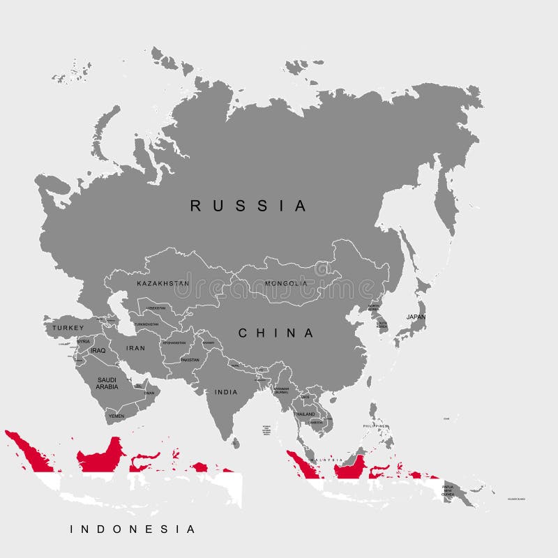  Indonesien  Karte Auf  Einer Weltkarte  Mit Flaggen Und 