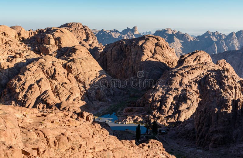 Gebirgsmorgenlandschaft Nahe Von Moses-Berg, Sinai Ägypten Stockfoto