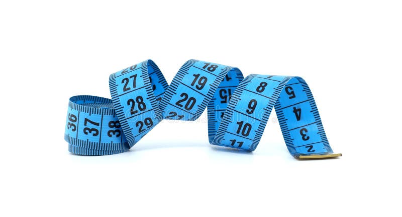 Gebogenes blaues Messband, isoliert auf weißem Hintergrund vektor abbildung