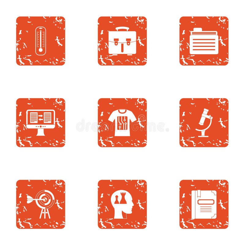 Geboorte van geplaatste ideepictogrammen, grunge stijl vector illustratie Geboorte van geplaatste ideepictogrammen, grunge stijl vector illustratie