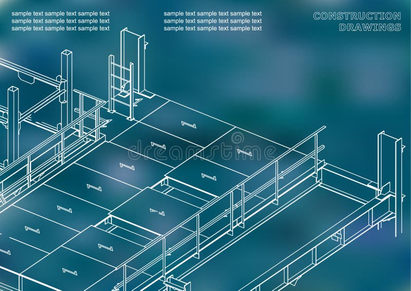 Gebouw. metaalconstructies. volumetrische constructies 3d ontwerp royalty-vrije illustratie