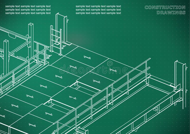 Gebouw. metaalconstructies. volumetrische constructies 3d ontwerp stock illustratie