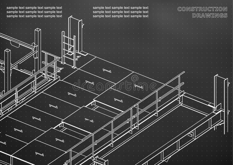 Gebouw. metaalconstructies. volumetrische constructies 3d ontwerp royalty-vrije illustratie