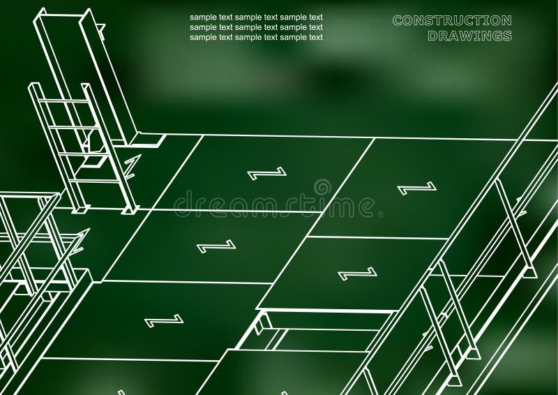 Gebouw. metaalconstructies. volumetrische constructies 3d ontwerp royalty-vrije illustratie