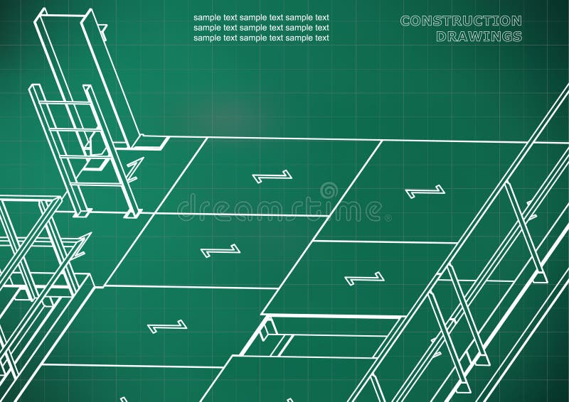 Gebouw. metaalconstructies. volumetrische constructies 3d ontwerp stock illustratie