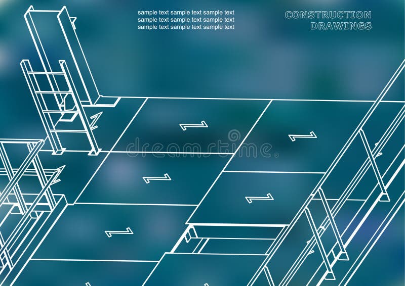 Gebouw. metaalconstructies. volumetrische constructies 3d ontwerp stock illustratie