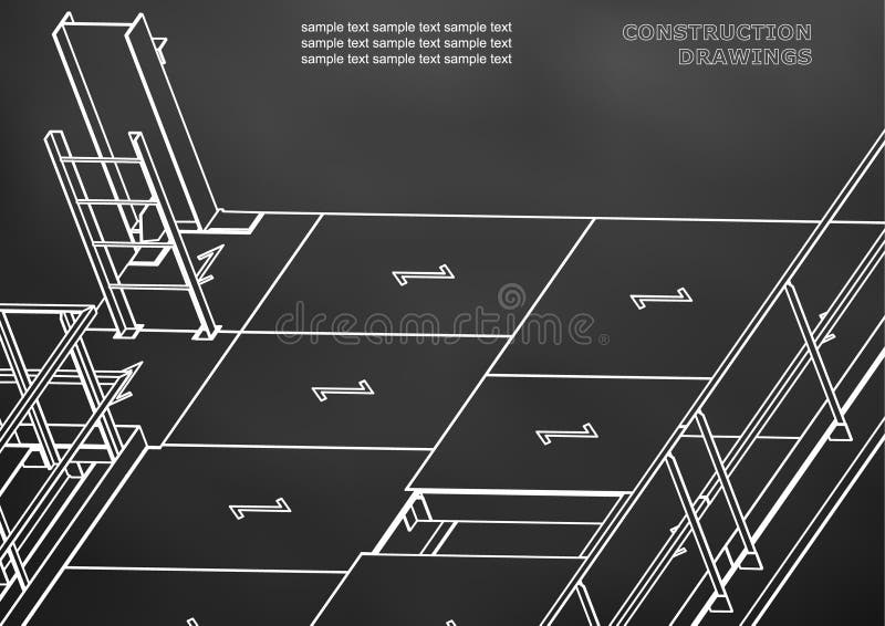 Gebouw. metaalconstructies. volumetrische constructies 3d ontwerp stock illustratie