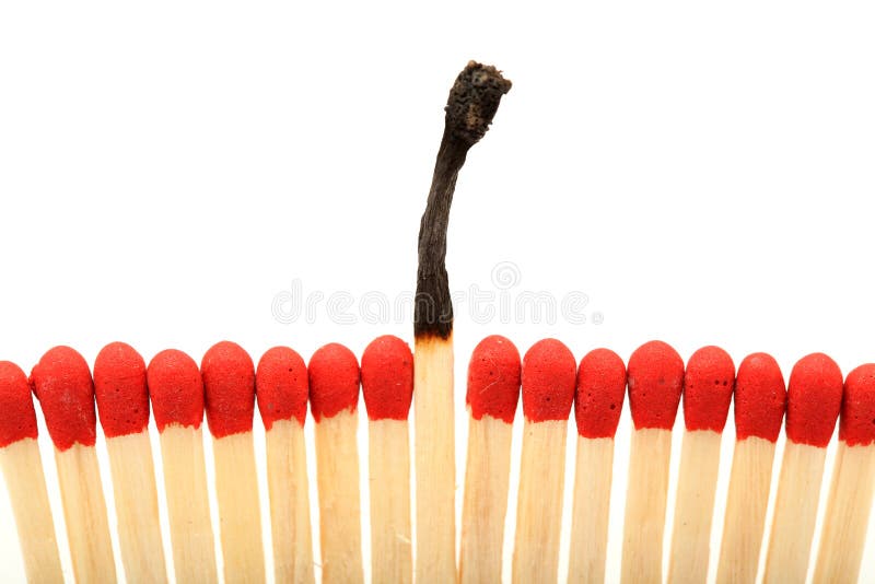Verbrande lucifers stock foto