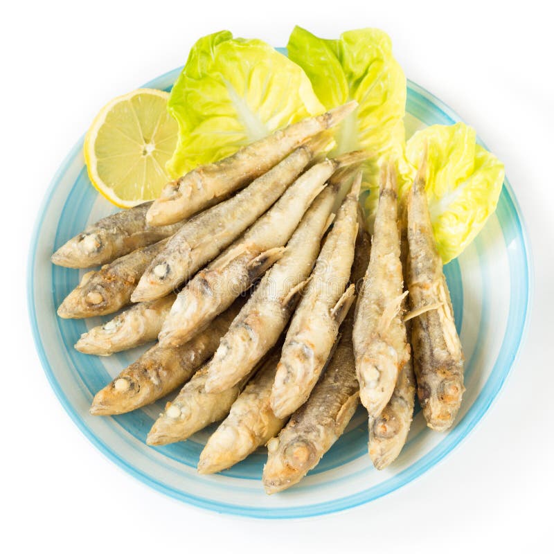 Gebratene Fische, Mittelmeerküche lizenzfreie stockfotos