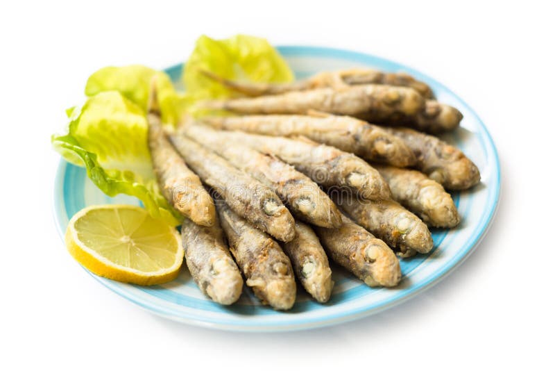 Gebratene Fische, Mittelmeerküche stockbilder