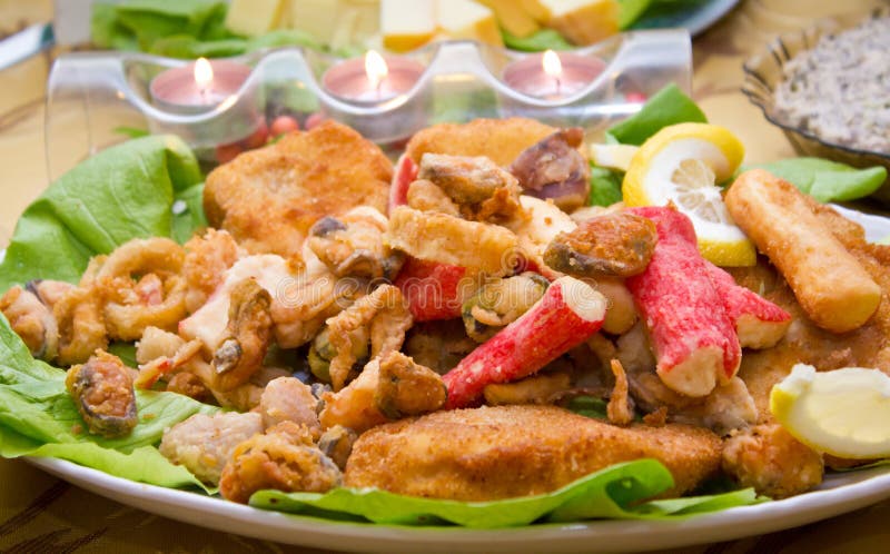 Gebratenes Meeresfrüchte stockfotos