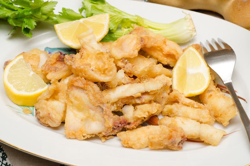 Gebratener Kalmar lizenzfreie stockbilder