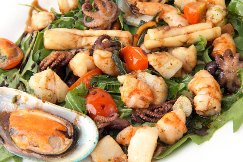 Frittierte Meeresfrüchte, Nahaufnahme lizenzfreie stockfotos