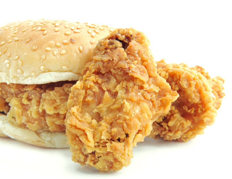 Gebratenes Huhn des Burgers stockbild Gebratenes Huhn des Burgers stockbild