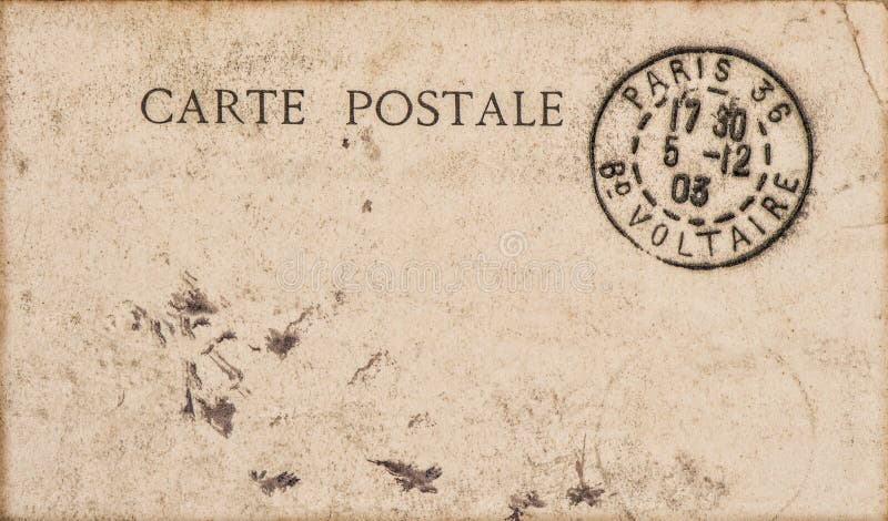 Used grungy paper. Vintage postcard letter with stamp. Used grungy paper. Vintage postcard letter with stamp