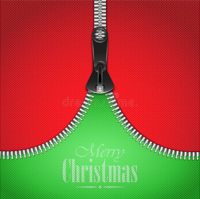 Gebreid kerstachtergrond met ijzeren rits stock illustratie