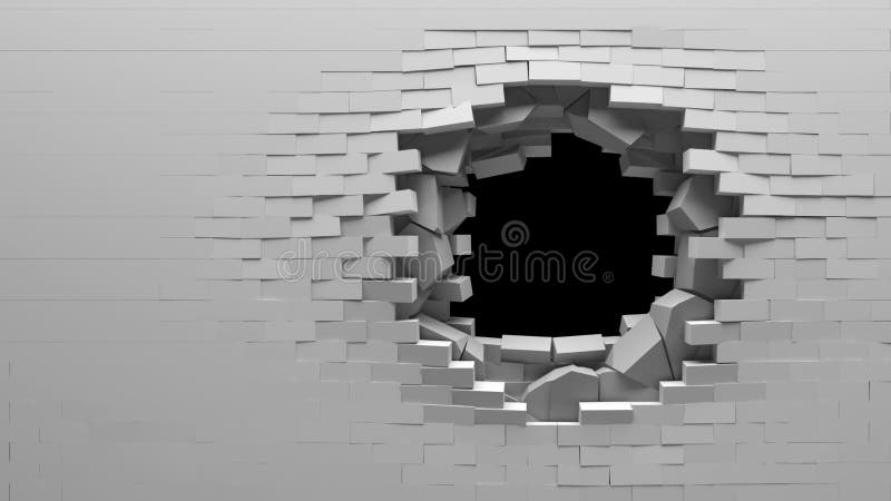 Broken Brick Wall 3d illustration. Broken Brick Wall 3d illustration