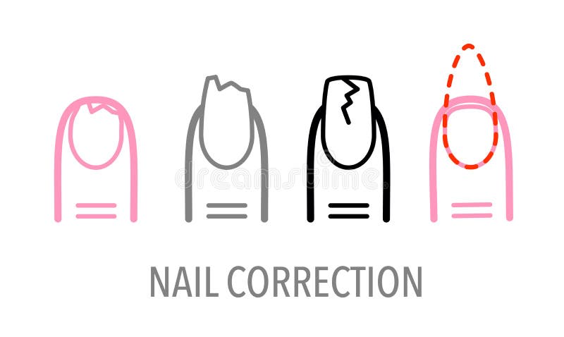 Broken or bitting nail correction. vector icon set. Broken or bitting nail correction. vector icon set.