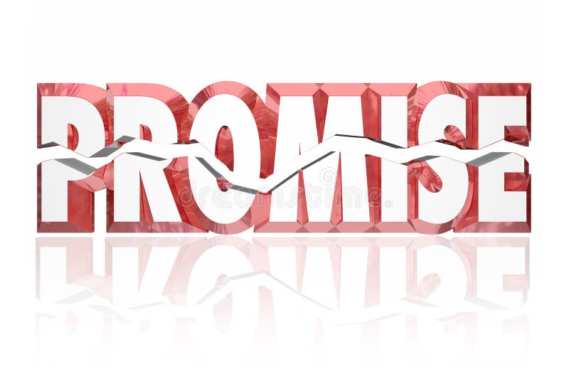 Gebroken de belofte barstte 3d Rood Word stock illustratie Gebroken de belofte barstte 3d Rood Word stock illustratie