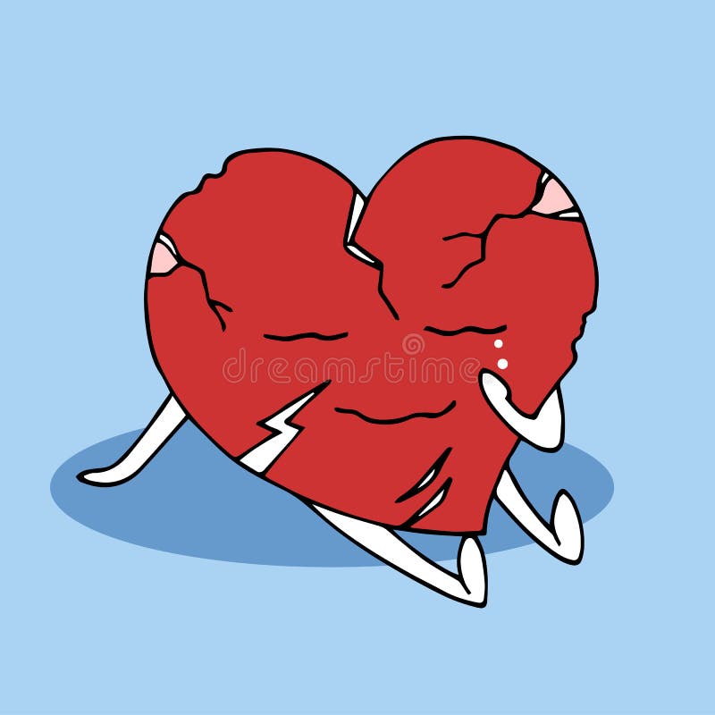 Gebroken hartsymbool gekwetste pijn die vector getrokken hand schreeuwen stock illustratie Gebroken hartsymbool gekwetste pijn die vector getrokken hand schreeuwen stock illustratie