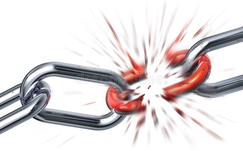 3d rendering of a broken chain. 3d rendering of a broken chain