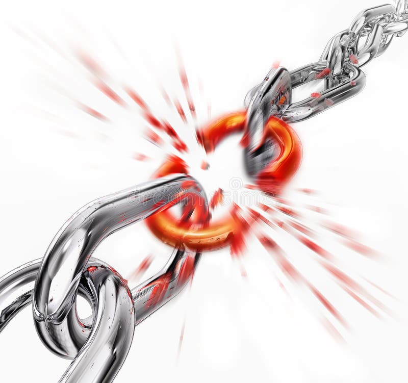 3d rendering of a broken chain. 3d rendering of a broken chain