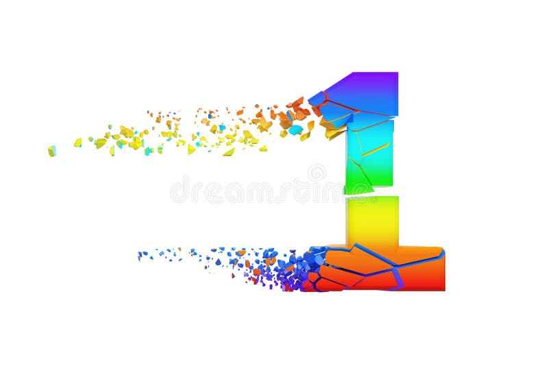 Gebroken verbrijzeld iriserend alfabet nummer 1 Verpletterde regenboogdoopvont 3d geef op witte achtergrond geïsoleerd? terug stock illustratie Gebroken verbrijzeld iriserend alfabet nummer 1 Verpletterde regenboogdoopvont 3d geef op witte achtergrond geïsoleerd? terug stock illustratie