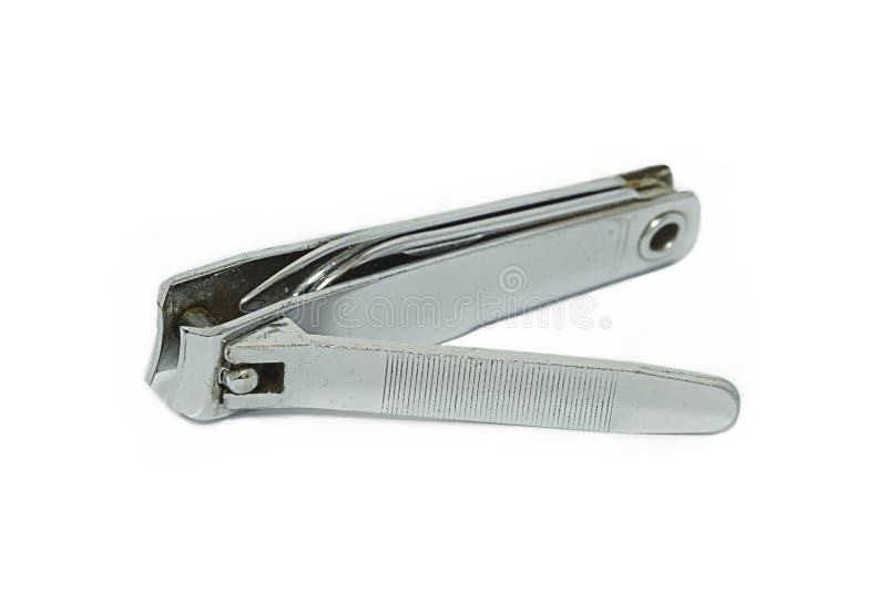 Gebruikte roestvrije die spijkerclipper op witte achtergrond wordt geïsoleerd royalty-vrije stock afbeeldingen Gebruikte roestvrije die spijkerclipper op witte achtergrond wordt geïsoleerd royalty-vrije stock afbeeldingen