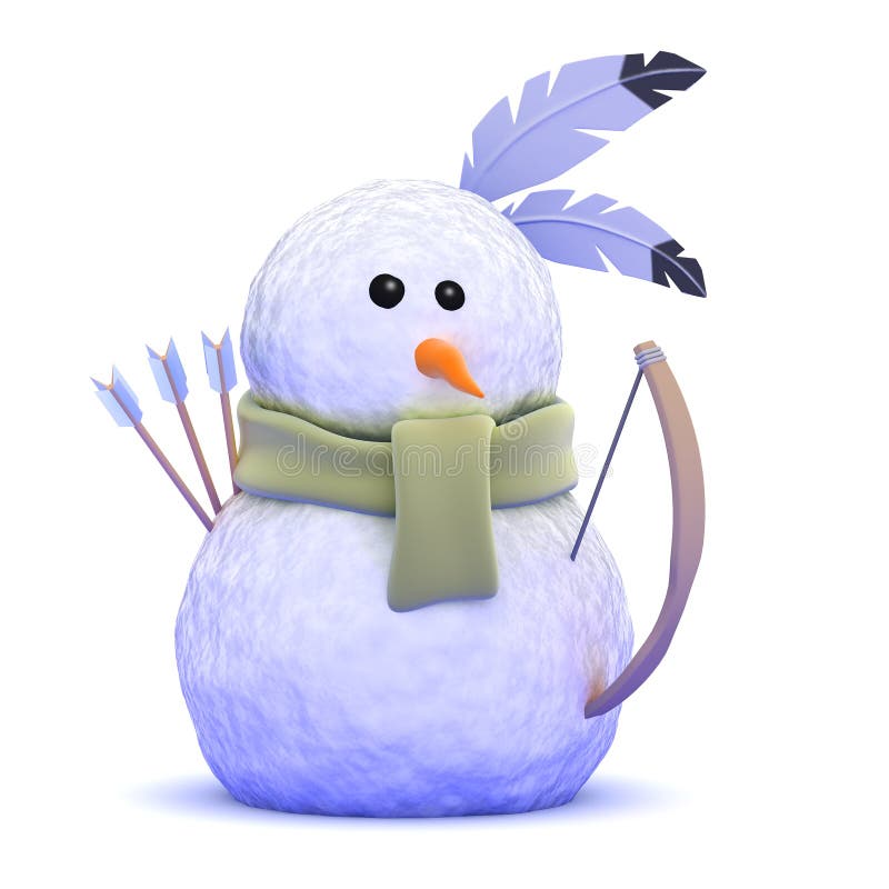 gebürtiger indianischer Schneemann 3d mit Pfeil und Bogen lizenzfreie abbildung gebürtiger indianischer Schneemann 3d mit Pfeil und Bogen lizenzfreie abbildung