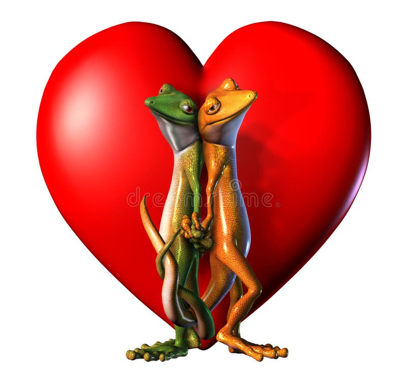Geckos nell'amore - con il percorso di residuo della potatura meccanica illustrazione vettoriale Geckos nell'amore - con il percorso di residuo della potatura meccanica illustrazione vettoriale