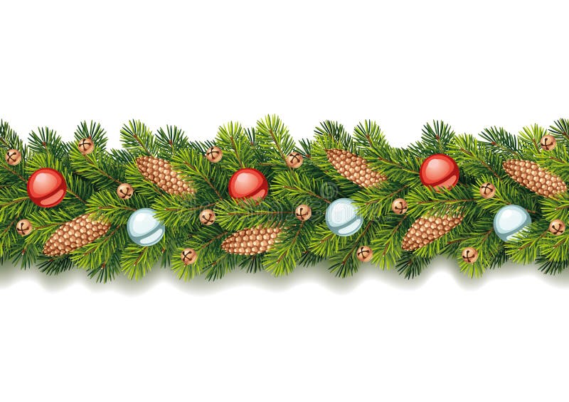Gedetailleerde Naadloze Kerstmisslinger stock illustratie Gedetailleerde Naadloze Kerstmisslinger stock illustratie