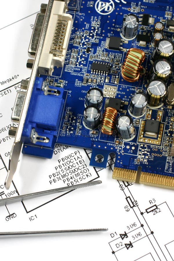 Printed circuit board electronic scheme and tweezers. Printed circuit board electronic scheme and tweezers