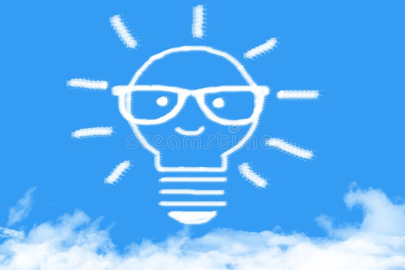 Geek bulb cloud shaped on blue sky royalty free illustration