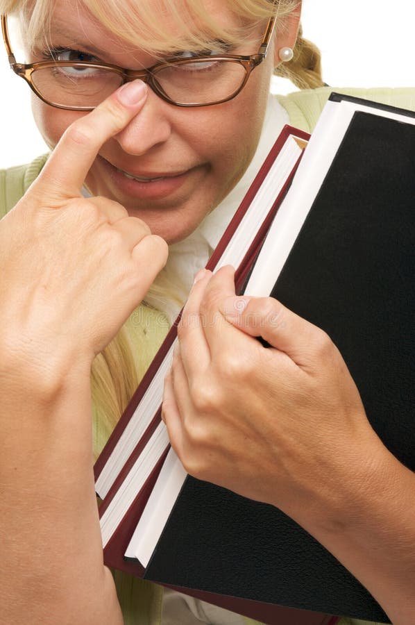 Geek Student with Braces Carries Books