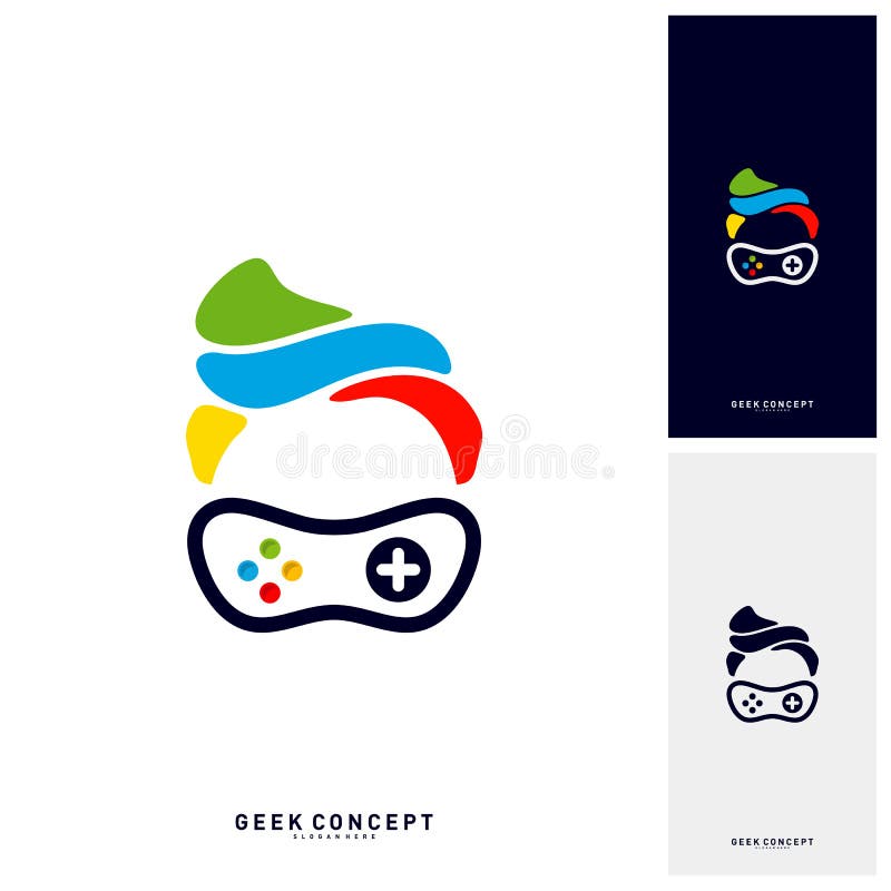 Geeklekar spricker ut Logo Concept Vector Modig Geek Logo Template - vektor royaltyfri illustrationer Geeklekar spricker ut Logo Concept Vector Modig Geek Logo Template - vektor royaltyfri illustrationer