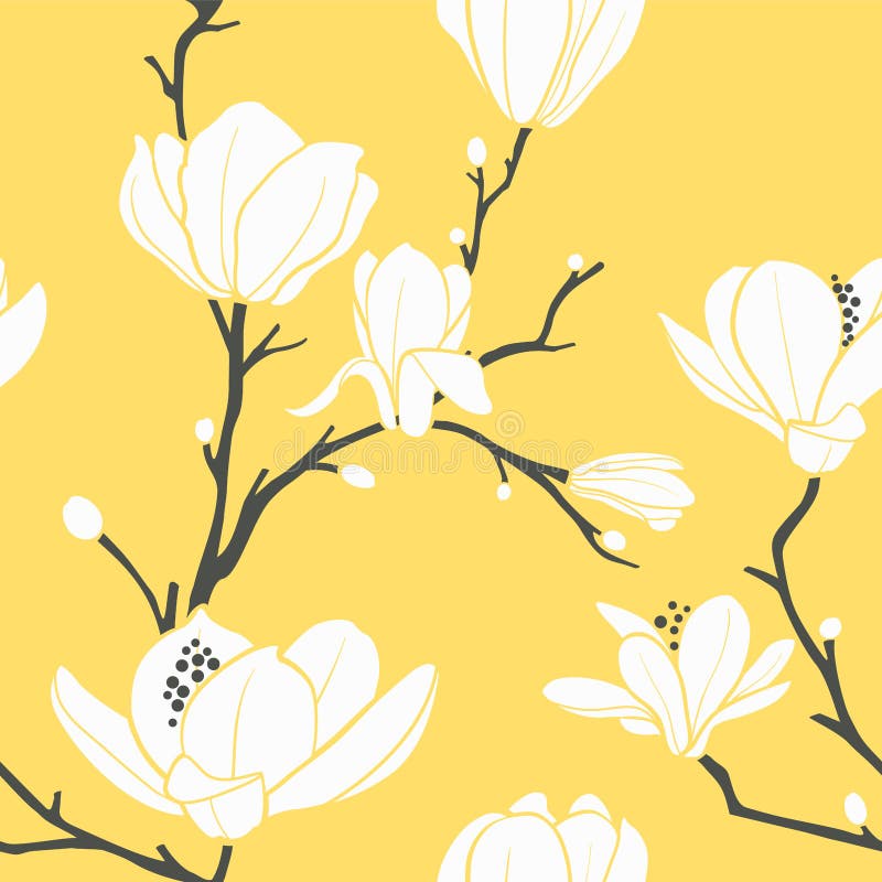 Geel magnoliapatroon stock illustratie Geel magnoliapatroon stock illustratie
