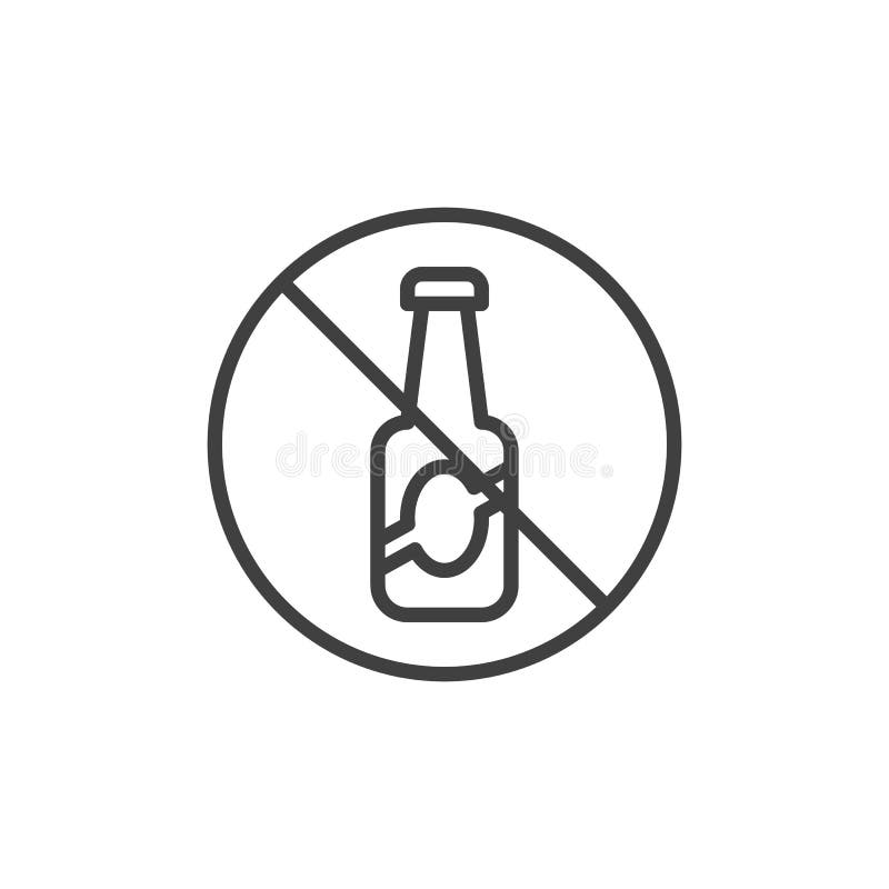 Geen de lijnpictogram van het alcoholteken vector illustratie Geen de lijnpictogram van het alcoholteken vector illustratie