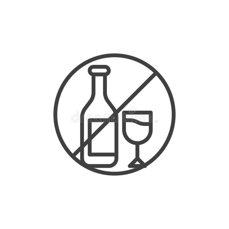 Geen de lijnpictogram van het alcoholteken vector illustratie Geen de lijnpictogram van het alcoholteken vector illustratie