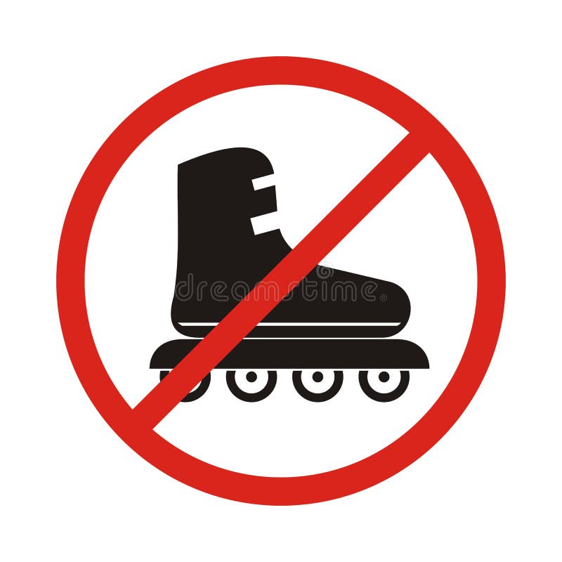 Geen pictogram van het Rolschaatsenteken Rollerbladessymbool Rood verbod stock illustratie Geen pictogram van het Rolschaatsenteken Rollerbladessymbool Rood verbod stock illustratie