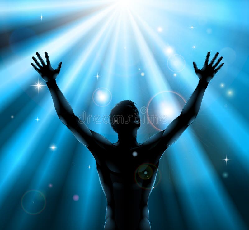 Geestelijke mens met wapens die op concept worden opgeheven vector illustratie Geestelijke mens met wapens die op concept worden opgeheven vector illustratie