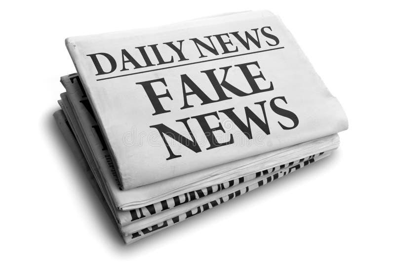 Daily news newspaper headline reading fake news concept for false event news headline. Daily news newspaper headline reading fake news concept for false event news headline