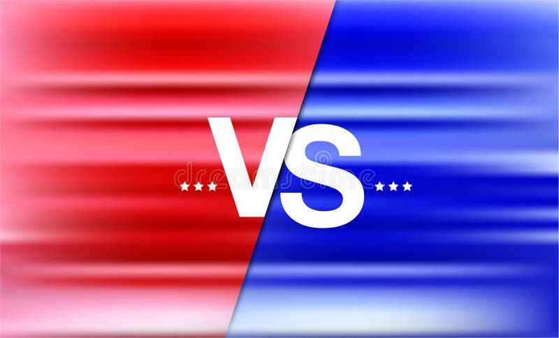 Gegen Kampfschlagzeile, Konfliktduell zwischen den roten und blauen Teams vektor abbildung Gegen Kampfschlagzeile, Konfliktduell zwischen den roten und blauen Teams vektor abbildung