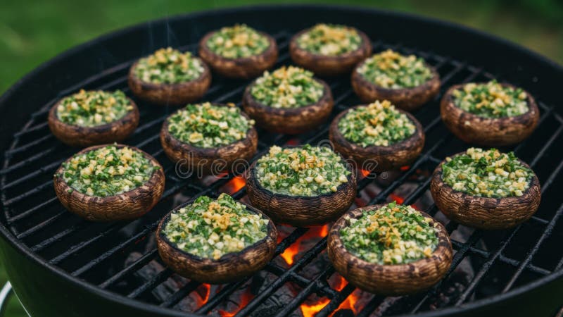 Gegrillte Kräuterpilze lizenzfreie abbildung