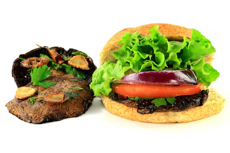 Gegrillte Pilze Und Burger Portobello Stockfoto - Bild von dill ...