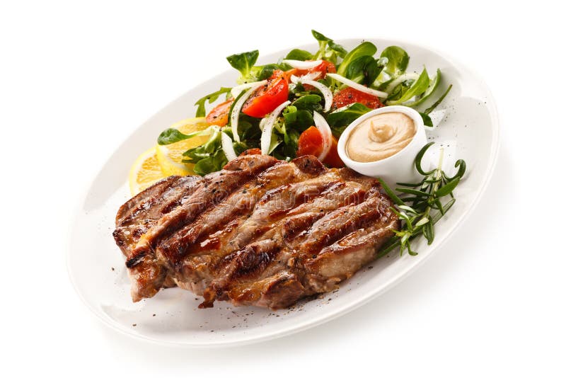 Gegrillte Steaks und Gemüse stockfotos Gegrillte Steaks und Gemüse stockfotos