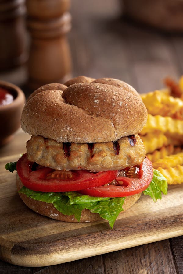 Gegrillter Truthahnburger stockbild